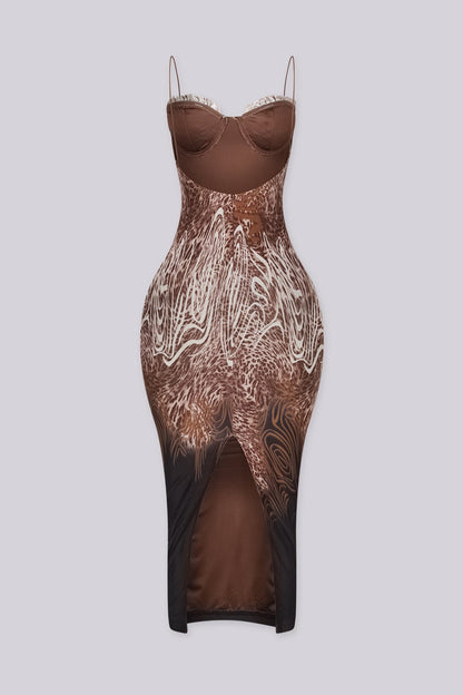 Serengeti Ruffle Bust Midi Dress