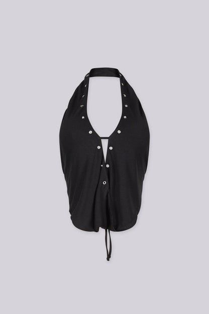Della Eyelet Halter Top