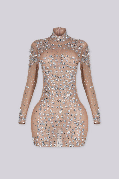 Constellation Crystal Mesh Mini Dress