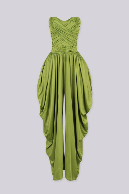 Harem Draped Strapless Jumpsuit
