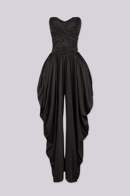 Harem Draped Strapless Jumpsuit