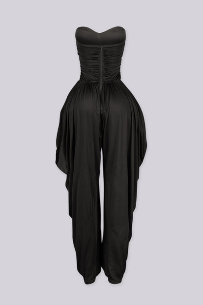 Harem Draped Strapless Jumpsuit