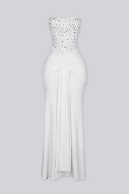 Snow Crystal Sweetheart Maxi Dress