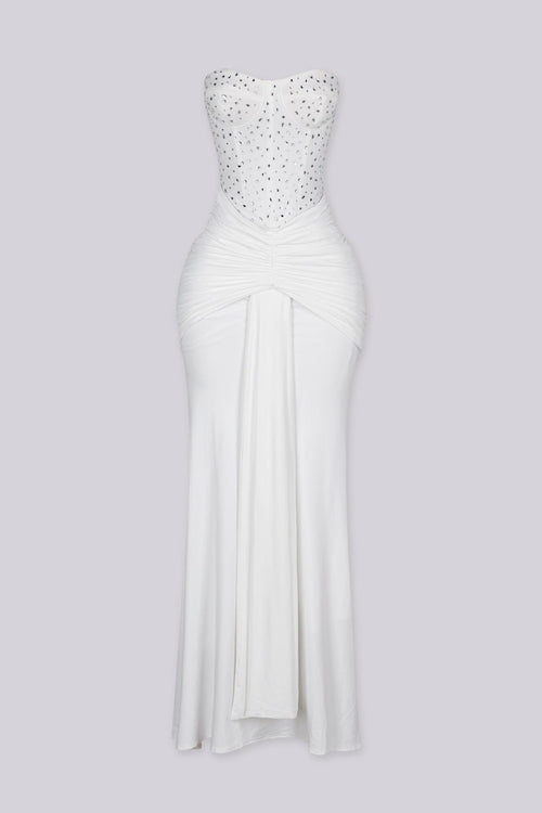 Snow Crystal Sweetheart Maxi Dress