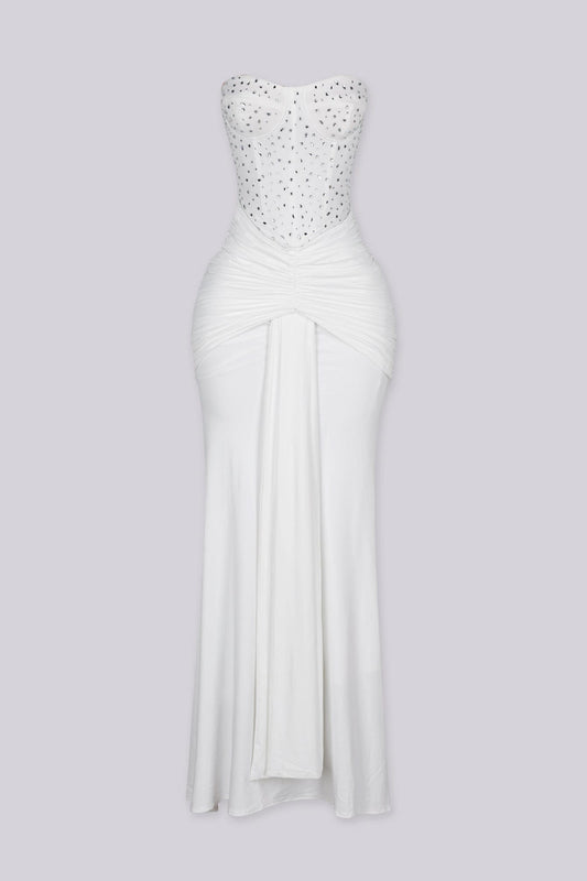 Snow Crystal Sweetheart Maxi Dress