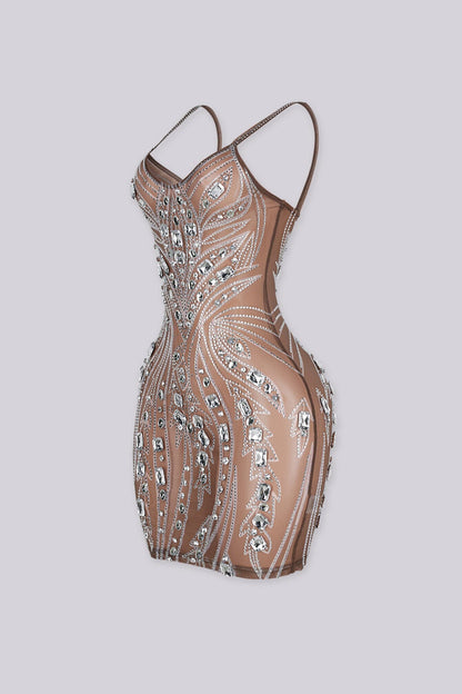 Crystaline Rhinestone Embellished Mini Dress