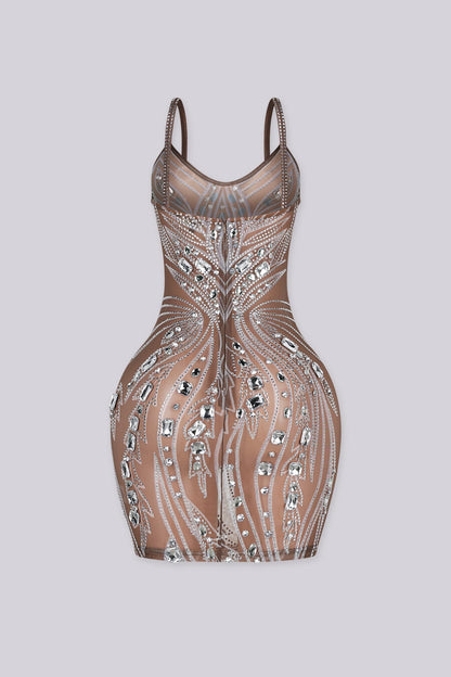 Crystaline Rhinestone Embellished Mini Dress