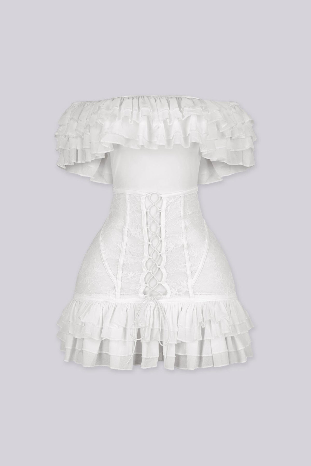 Petal Ruffle Lace Corset Mini Dress