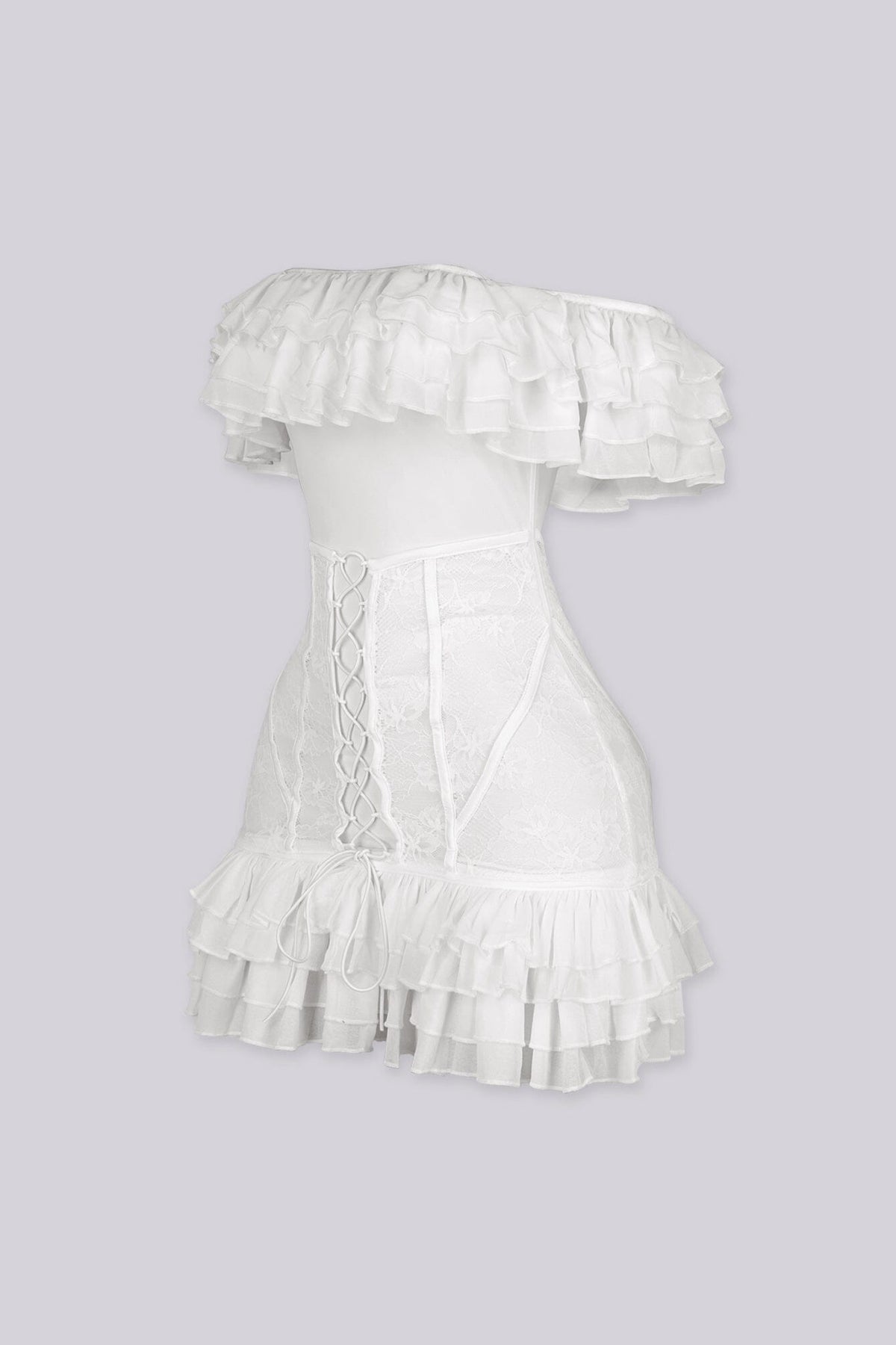 Petal Ruffle Lace Corset Mini Dress