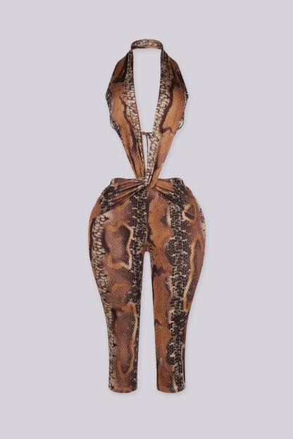 Venom Snake Print Capri Jumpsuit