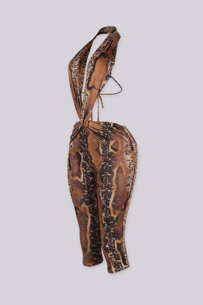 Venom Snake Print Capri Jumpsuit