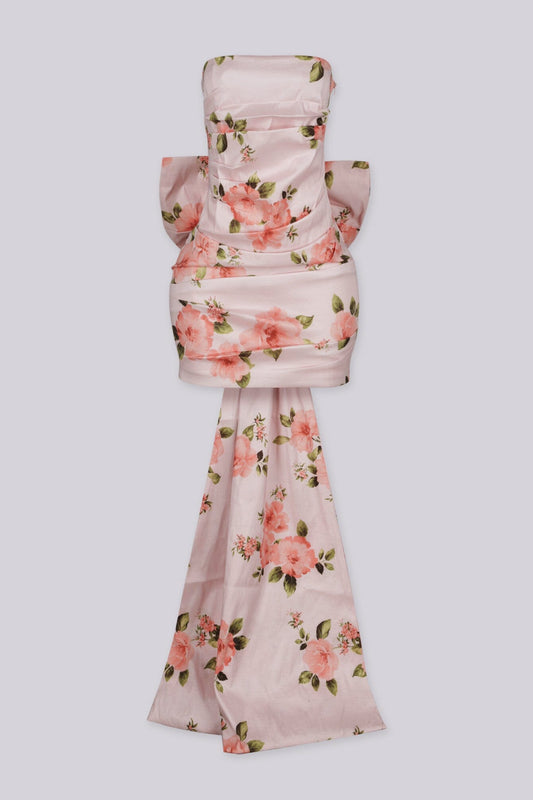 Grand Bow Satin Mini Dress