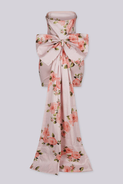 Grand Bow Satin Mini Dress