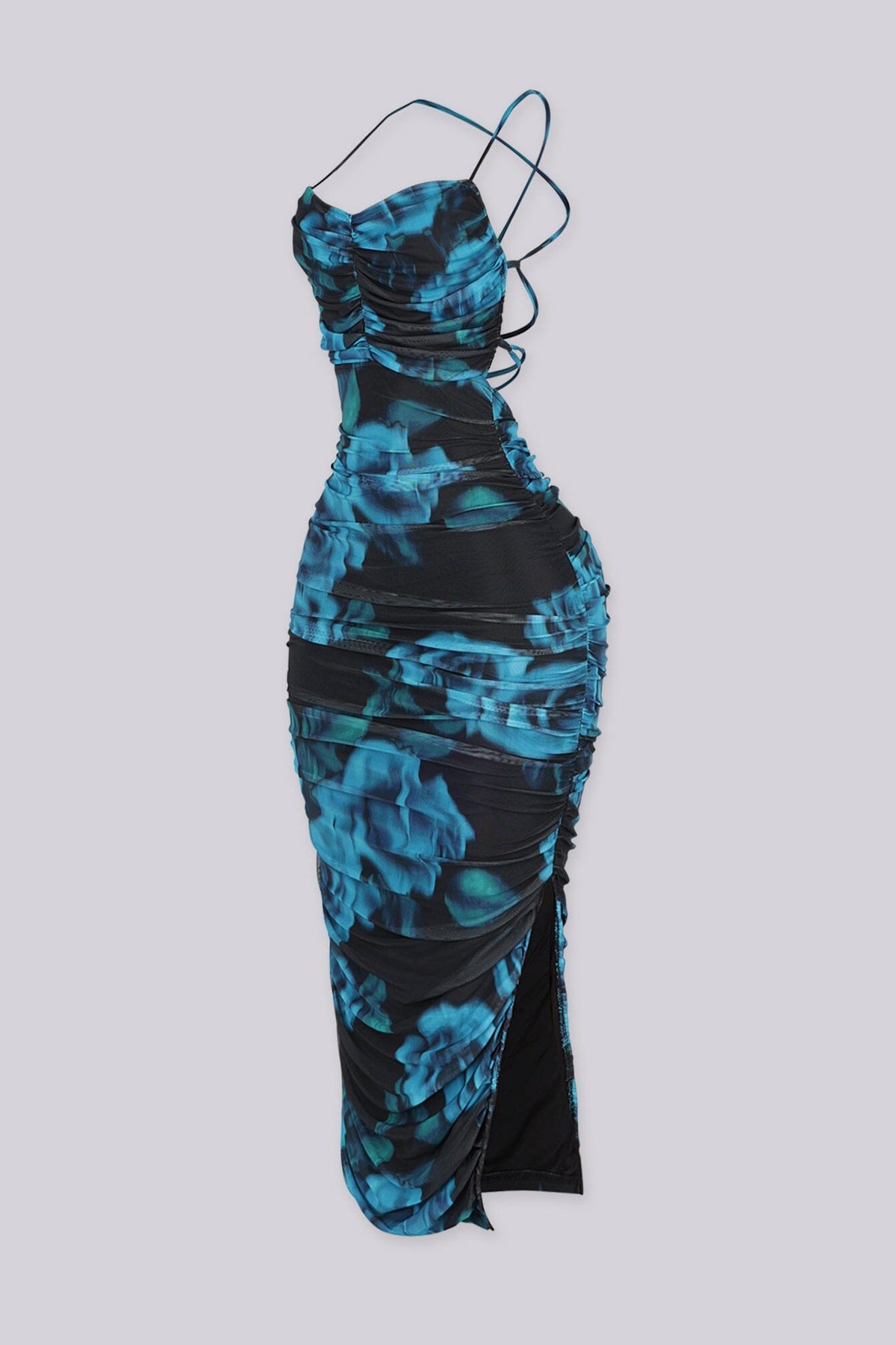 Atlantis Ruched Mesh Midi Dress