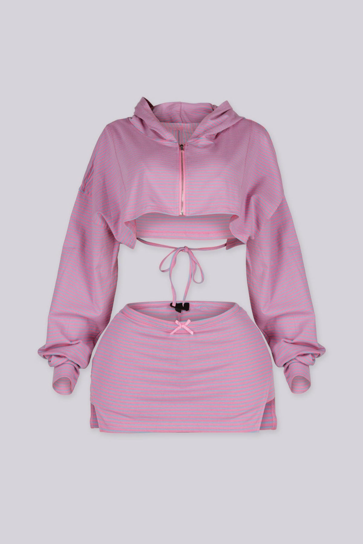Candy Stripe Zip Hoodie & Shorts SET