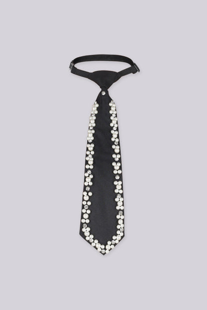 Old Money Pearl Embellished Necktie