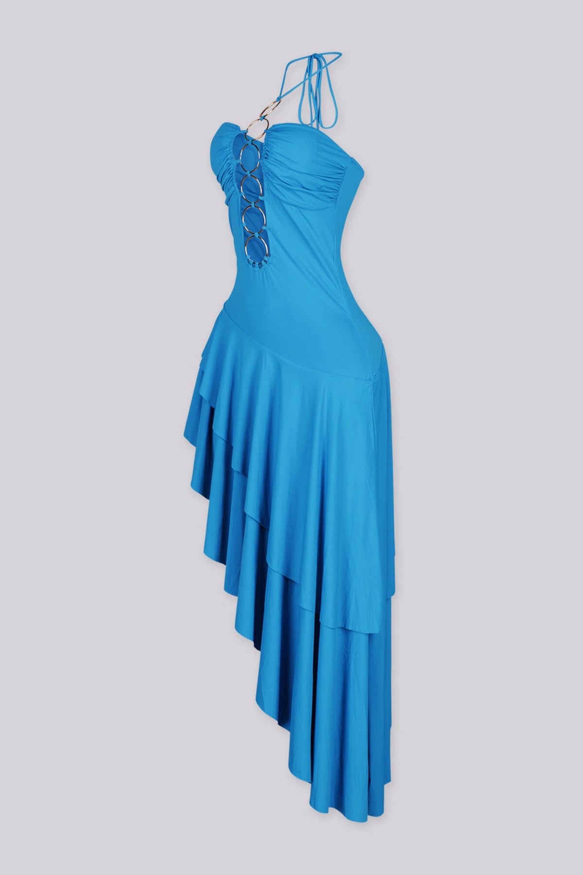Morocco Ring Detail Asymmetric Midi Dress