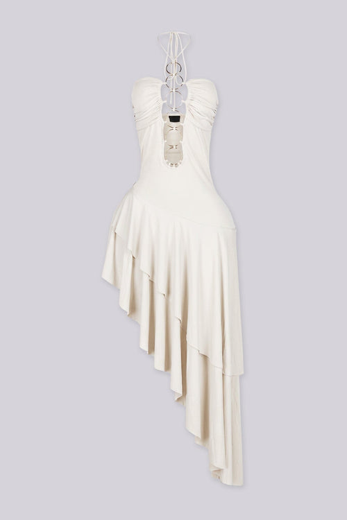 Morocco Ring Detail Asymmetric Midi Dress