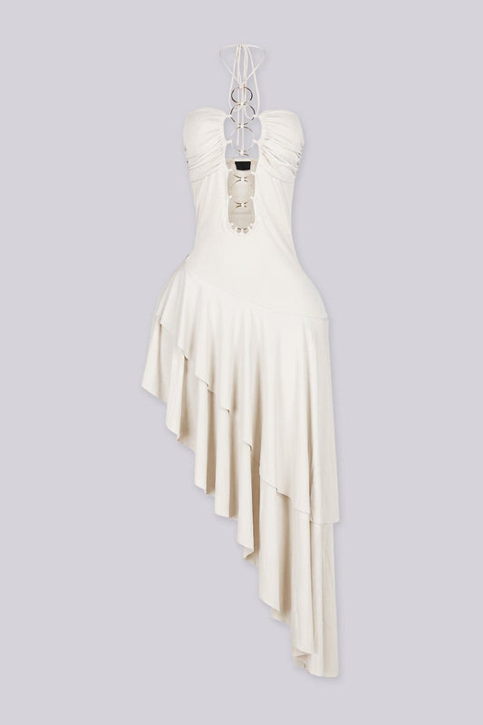 Morocco Ring Detail Asymmetric Midi Dress