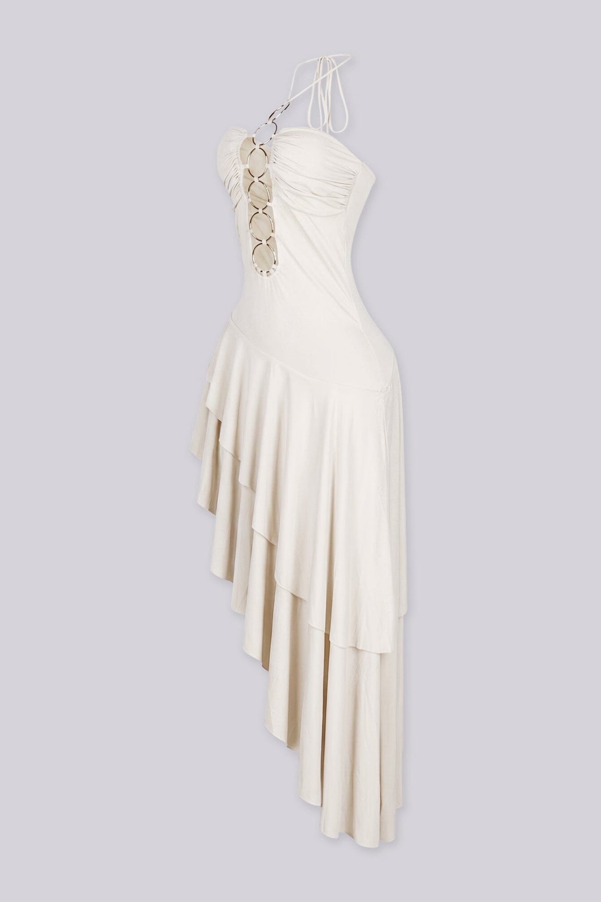 Morocco Ring Detail Asymmetric Midi Dress