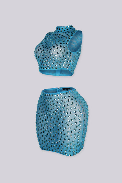 Bling Bang Rhinestone Top & Skirt SET