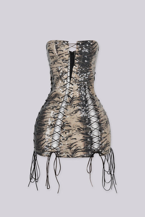 Wild Cat Lace Up Mini Dress