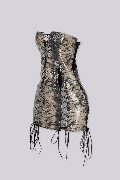 Wild Cat Lace Up Mini Dress