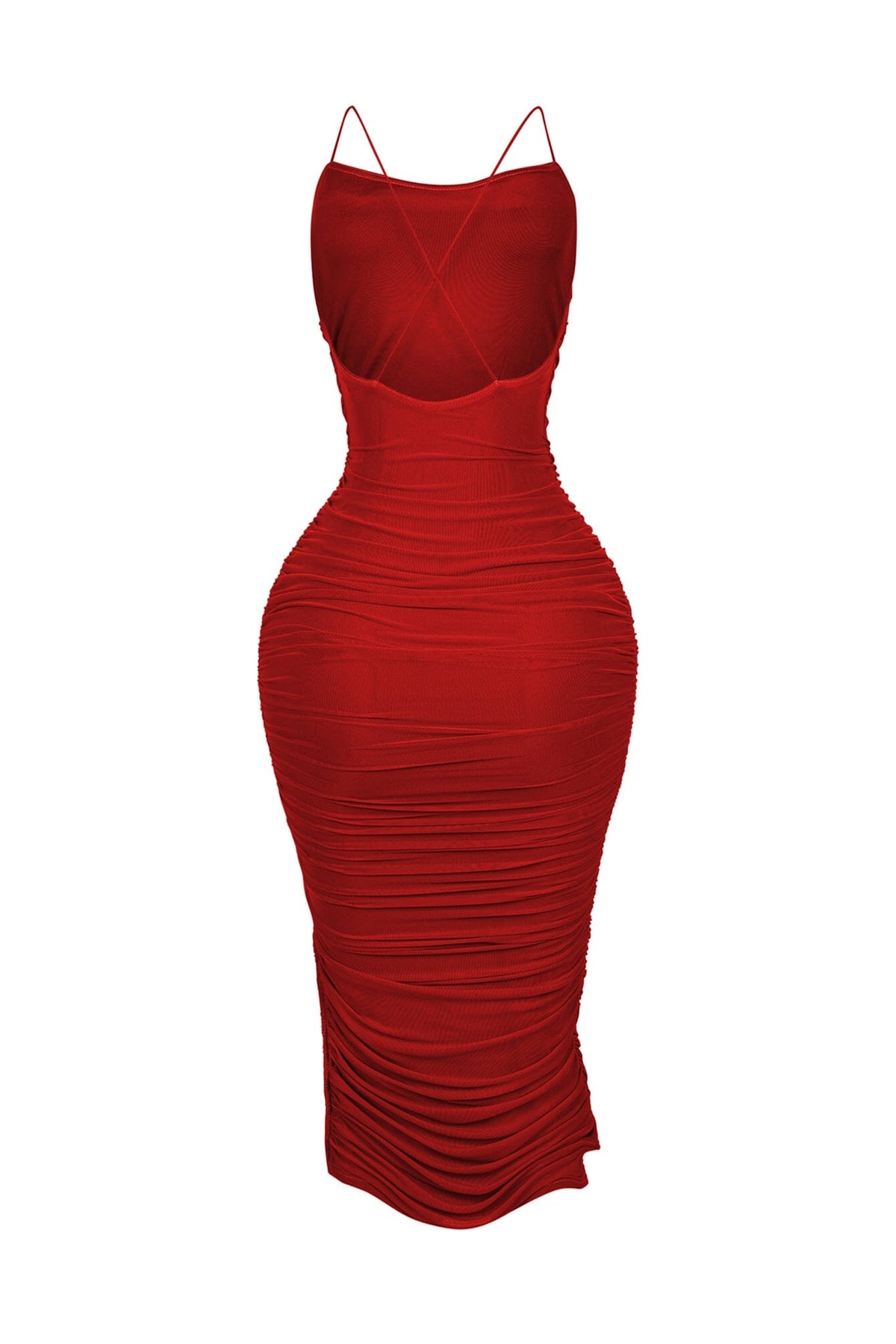 Alyssa Mesh Ruched Midi Dress