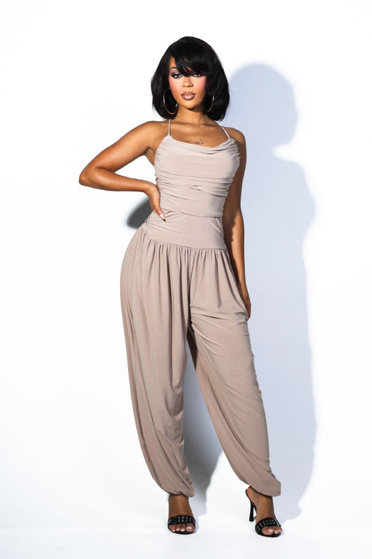 Desert Sand Ruched Jumpsuit