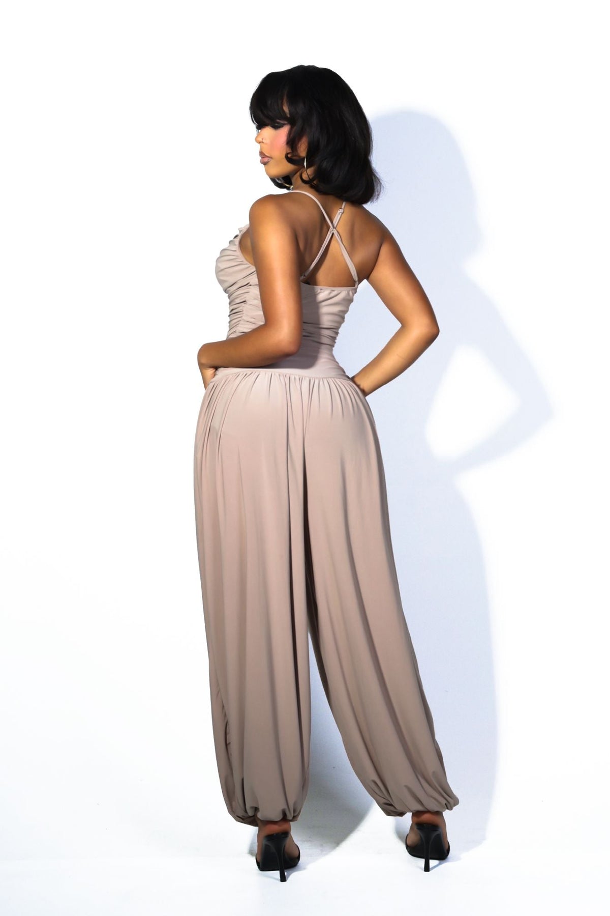 Desert Sand Ruched Jumpsuit